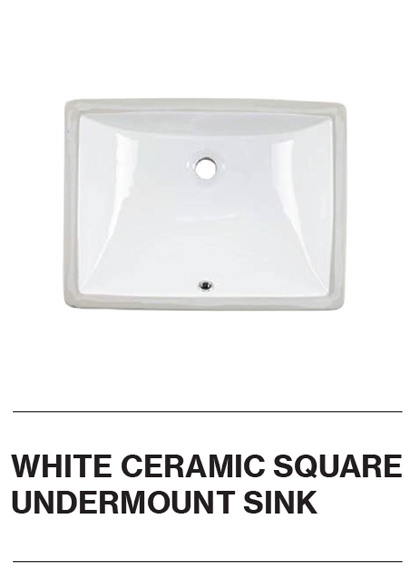 White Ceramic Square Undermount Sink